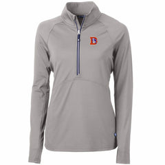 Denver Broncos Cutter & Buck Women's Throwback Logo Adapt Eco Knit Stretch Recycled Half-Zip Pullover Top Gray