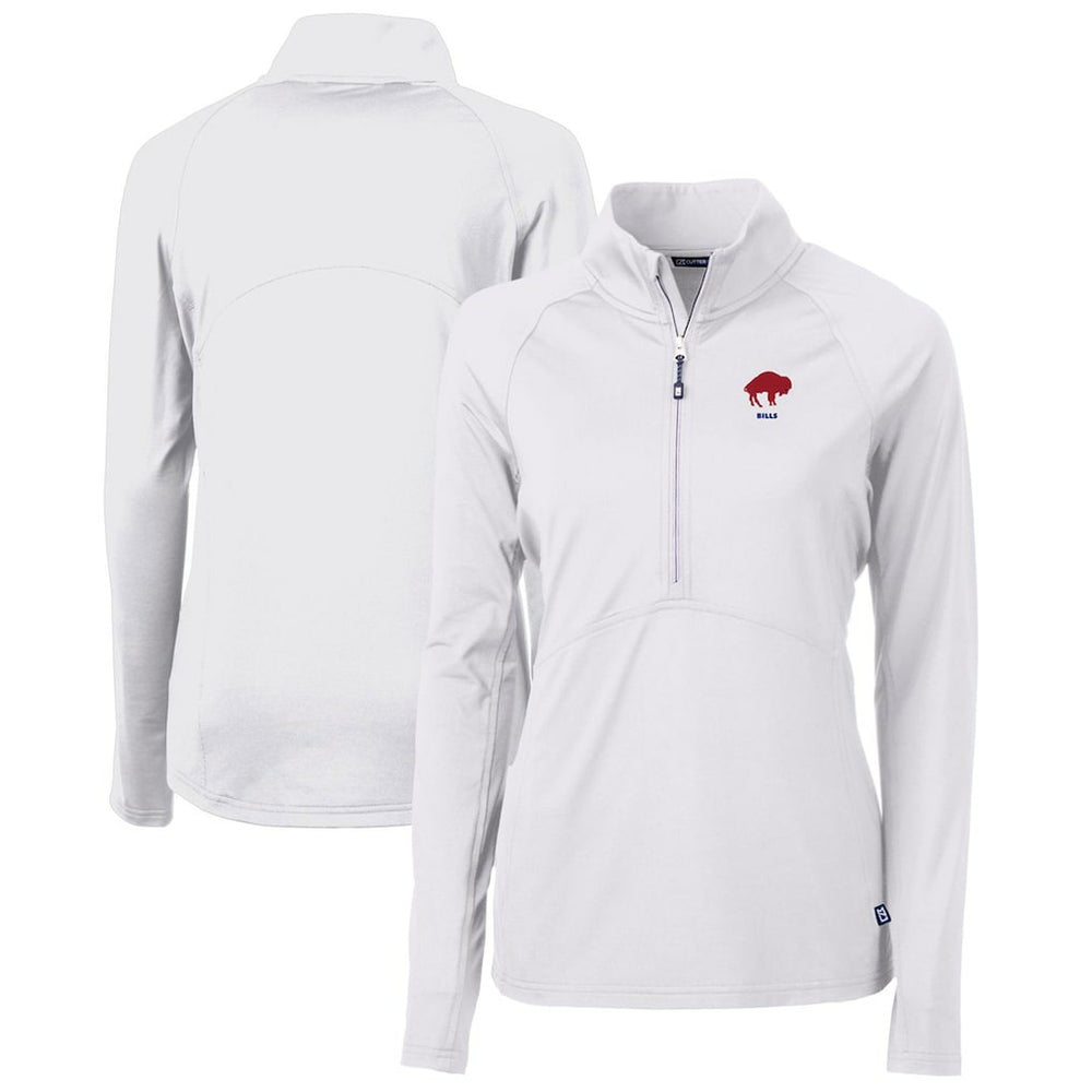 Buffalo Bills Cutter & Buck Women's Throwback Logo Adapt Eco Knit Stretch Recycled Half-Zip Pullover Top White