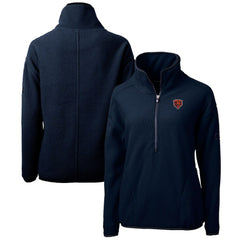 Chicago Bears Cutter & Buck Women's Throwback Logo Cascade Eco Sherpa Fleece Half-Zip Pullover Jacket Navy