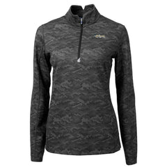New York Jets Cutter & Buck Women's Throwback Logo Traverse Camo Quarter-Zip Pullover Top Black