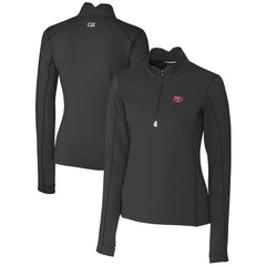 San Francisco 49ers Cutter & Buck Women's Throwback Logo Traverse Stretch Quarter-Zip Pullover Top Black
