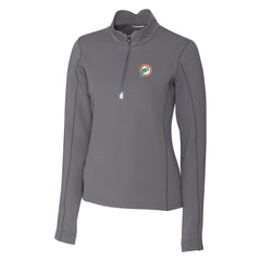 Miami Dolphins Cutter & Buck Women's Throwback Logo Traverse Stretch Quarter-Zip Pullover Top Steel