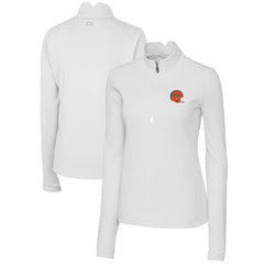 Cincinnati Bengals Cutter & Buck Women's Throwback Logo Traverse Stretch Quarter-Zip Pullover Top White