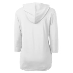 Seattle Seahawks Cutter & Buck Women's Throwback Logo Virtue Eco Pique 3/4 Sleeve Half-Zip Pullover Hoodie White