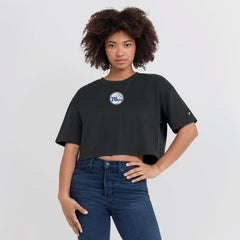 Philadelphia 76ers Women's Elements Super Soft Boxy Cropped T-Shirt Black | Fanatics Lifestyle