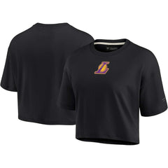 Los Angeles Lakers Women's Elements Super Soft Boxy Cropped T-Shirt Black | Fanatics Lifestyle