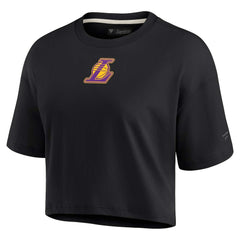 Los Angeles Lakers Women's Elements Super Soft Boxy Cropped T-Shirt Black | Fanatics Lifestyle
