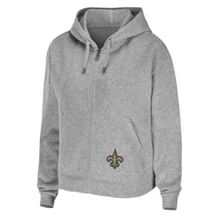 New Orleans Saints WEAR by Erin Andrews Women's Team Full-Zip Hoodie Heathered Gray