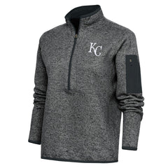 Kansas City Royals Antigua Women's Logo Fortune Quarter-Zip Pullover Jacket - Heather Charcoal - MLB on Sale