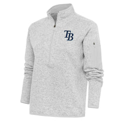Tampa Bay Rays Antigua Women's Logo Fortune Quarter-Zip Pullover Jacket - Heather Gray - MLB Discount