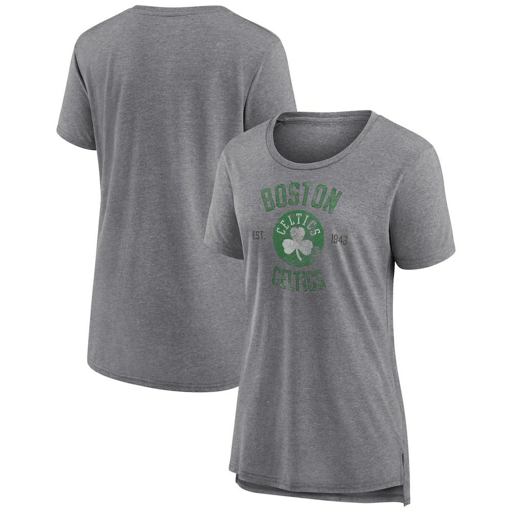 Boston Celtics Women's Heritage Tri-Blend T-Shirt Heather Gray