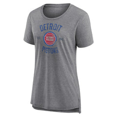 Detroit Pistons Women's Heritage Tri-Blend T-Shirt Heather Gray