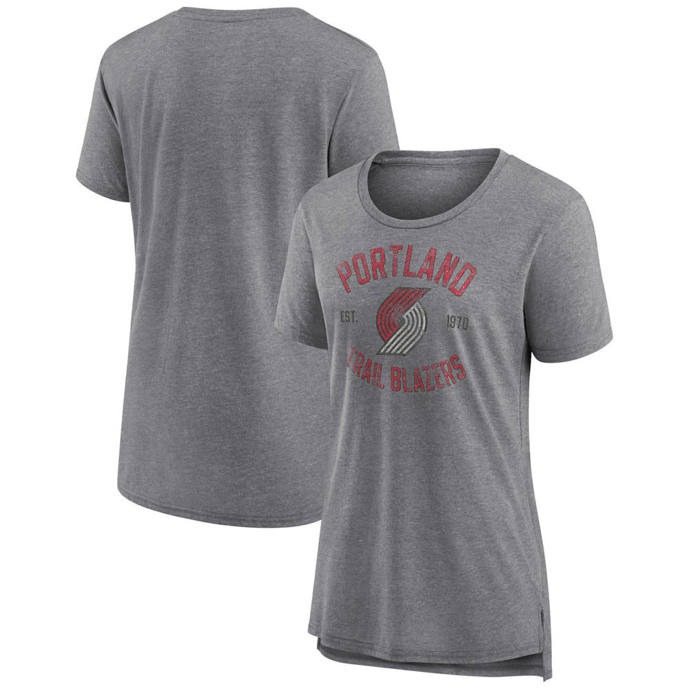 Portland Trail Blazers Women's Heritage Tri-Blend T-Shirt Heather Gray