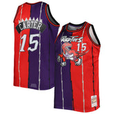 Vince Carter Toronto Raptors Big & Tall Hardwood Classics 1998/99 Split Swingman Jersey Purple/Red | Mitchell & Ness US