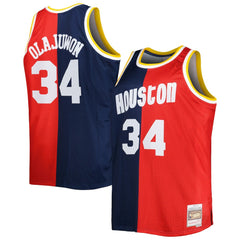 Hakeem Olajuwon Houston Rockets Big & Tall Hardwood Classics 1993/94 Split Swingman Jersey Navy/Red | Mitchell & Ness Near Me