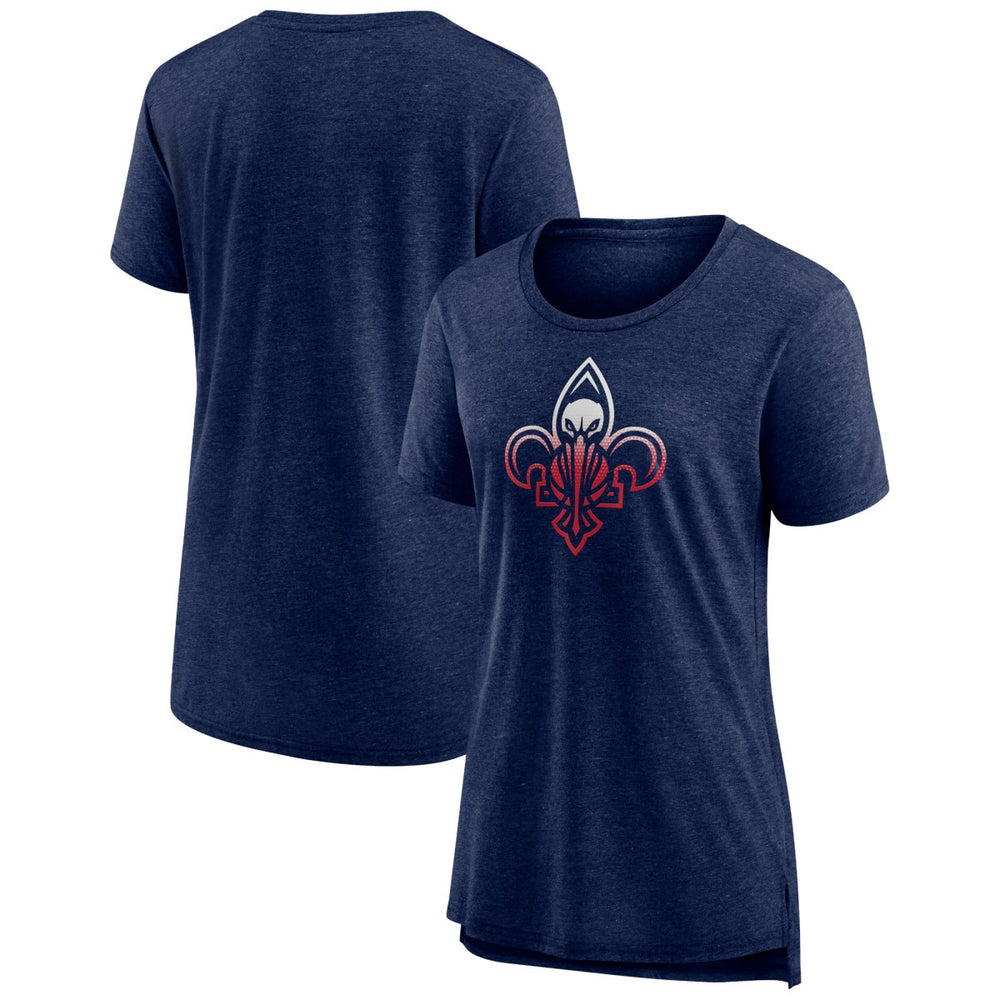 New Orleans Pelicans Women's Gradient Logo Tri-Blend T-Shirt Heather Navy