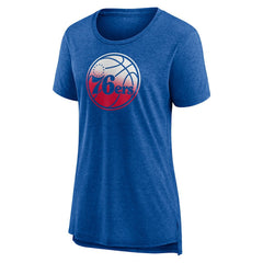 Philadelphia 76ers Women's Gradient Logo Tri-Blend T-Shirt Heather Red