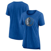 Dallas Mavericks Women's Distressed Logo Tri-Blend T-Shirt Heather Blue