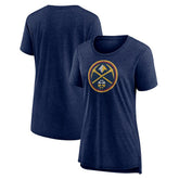 Denver Nuggets Women's Distressed Logo Tri-Blend T-Shirt Heather Navy