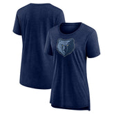 Memphis Grizzlies Women's Distressed Logo Tri-Blend T-Shirt Heather Navy