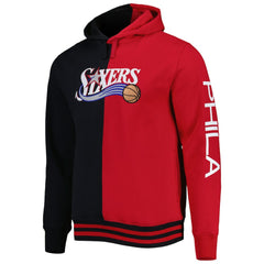 Philadelphia 76ers Big & Tall Hardwood Classics Split Pullover Hoodie Black/Red | Mitchell & Ness discount