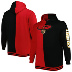 Atlanta Hawks Hardwood Classics Big & Tall Hardwood Classics Split Pullover Hoodie Red/Black | Mitchell & Ness