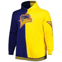 Golden State Warriors Big & Tall Hardwood Classics Split Pullover Hoodie for sale Navy/Gold | Mitchell & Ness discount