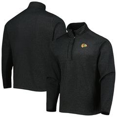 Chicago Blackhawks Antigua Course Quarter-Zip Jacket - Heathered Black - NHL 5138515