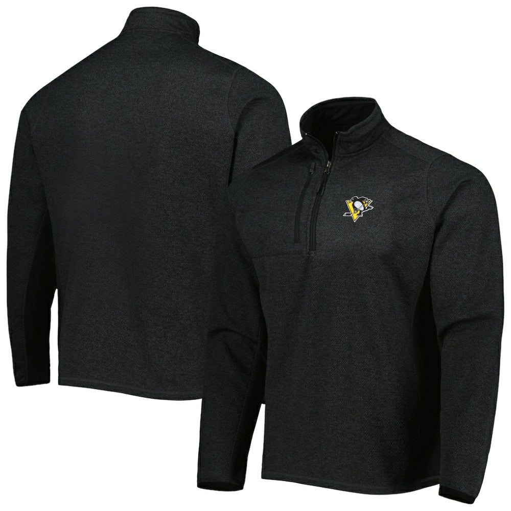 Pittsburgh Penguins Antigua Course Quarter-Zip Jacket - Heathered Black - NHL 5138525