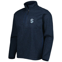 Seattle Kraken Antigua Course Quarter-Zip Jacket - Heathered Deep Sea Blue - NHL 5138528