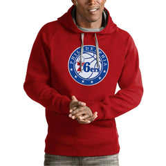 Philadelphia 76ers Antigua Team Logo Victory Pullover Hoodie Red