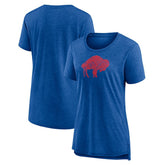 Buffalo Bills Women's Throwback Team Logo Tri-Blend T-Shirt Heather Royal
