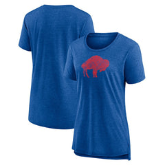Buffalo Bills Women's Throwback Team Logo Tri-Blend T-Shirt Heather Royal
