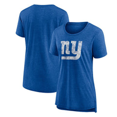 New York Giants Women's Throwback Team Logo Tri-Blend T-Shirt Heather Royal