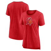 Tampa Bay Buccaneers Women's Throwback Team Logo Tri-Blend T-Shirt Heather Red