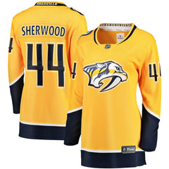 Kiefer Sherwood Nashville Predators Fanatics Women's Home Breakaway Player Jersey - Gold - NHL 5146689