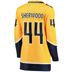 Kiefer Sherwood Nashville Predators Fanatics Women's Home Breakaway Player Jersey - Gold - NHL 5146689