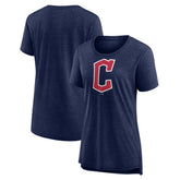 Cleveland Guardians Women's Official Wordmark Tri-Blend T-Shirt - Heather Navy - MLB Discount
