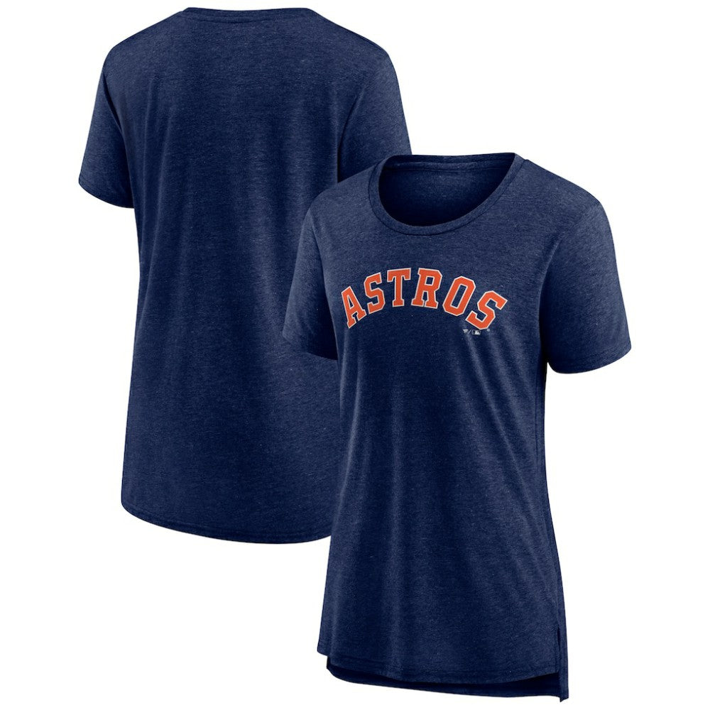 Houston Astros Women's Official Wordmark Tri-Blend T-Shirt - Heather Navy - MLB Discount