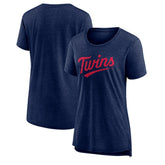 Minnesota Twins Women's Official Wordmark Tri-Blend T-Shirt - Heather Navy - MLB on Sale