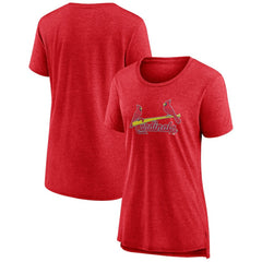 St. Louis Cardinals Women's Official Wordmark Tri-Blend T-Shirt - Heather Red - MLB Lifestyle
