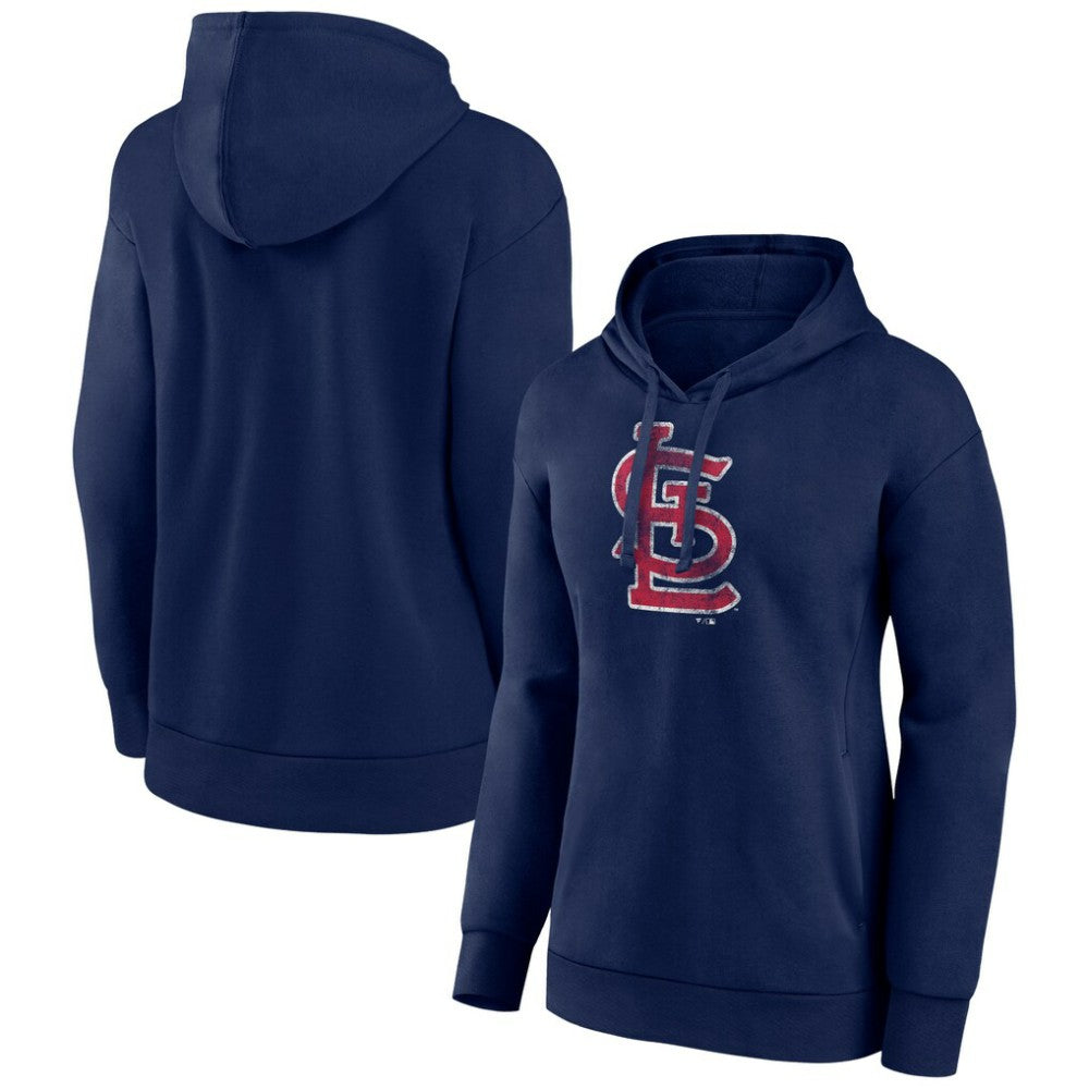St. Louis Cardinals Women's Distressed Team Pullover Hoodie - Navy - MLB Online