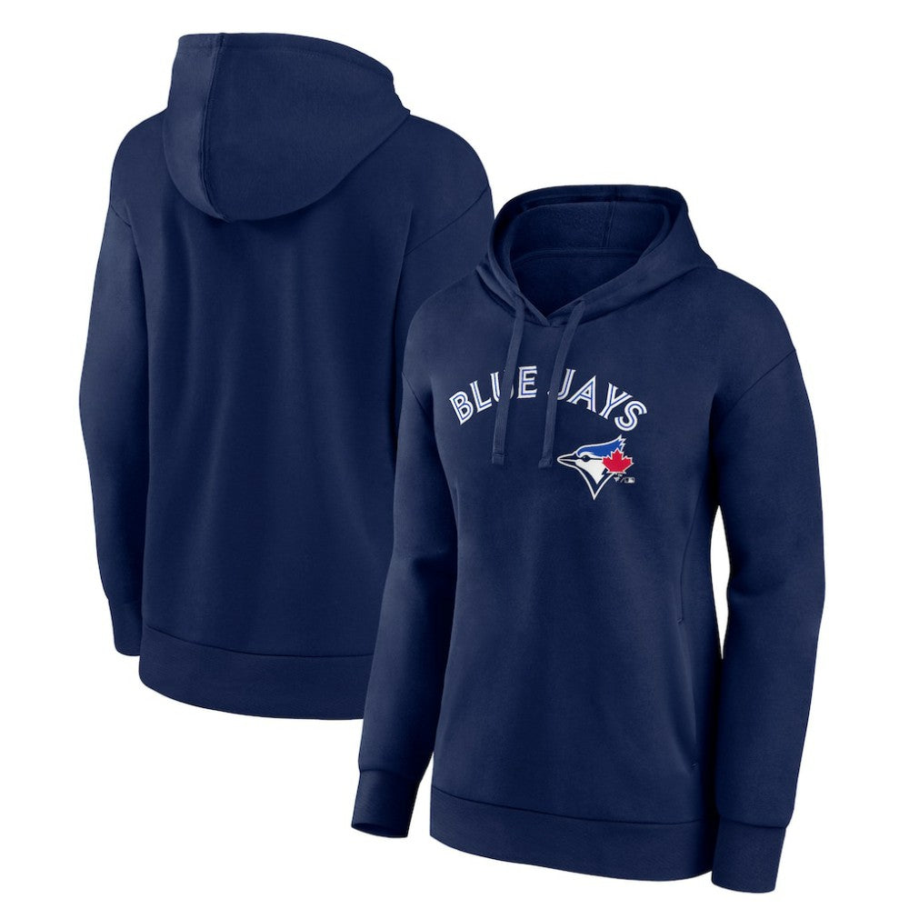 Toronto Blue Jays Women's Team Lockup Pullover Hoodie - Navy - MLB Lifestyle