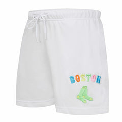 Boston Red Sox Pro Standard Women's Washed Neon Shorts - White - MLB Lifestyle