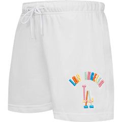 Los Angeles Dodgers Pro Standard Women's Washed Neon Shorts - White - MLB Discount