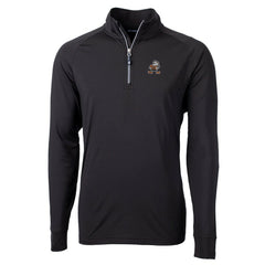 Cleveland Browns Cutter & Buck Adapt Eco Knit Stretch Recycled Big & Tall Quarter-Zip Throwback Pullover Top Black