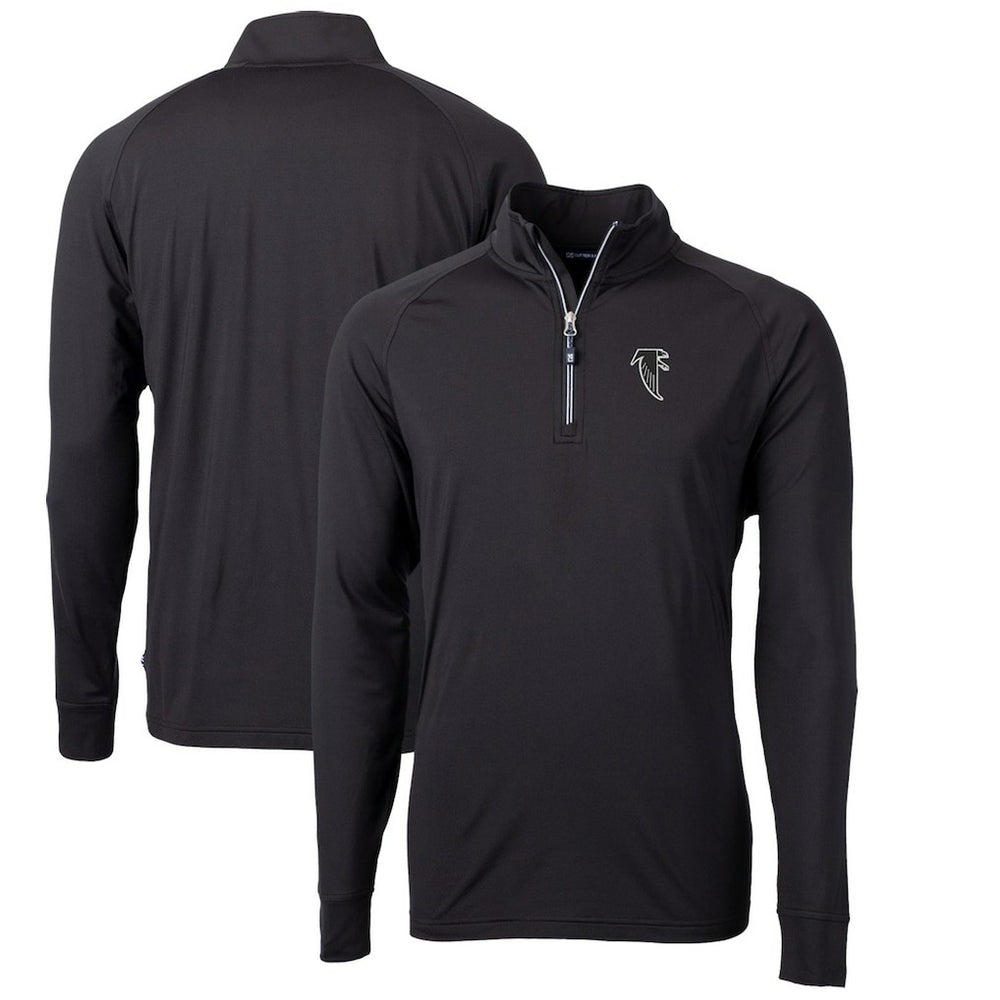 Atlanta Falcons Cutter & Buck Adapt Eco Knit Stretch Recycled Big & Tall Quarter-Zip Throwback Pullover Top Black