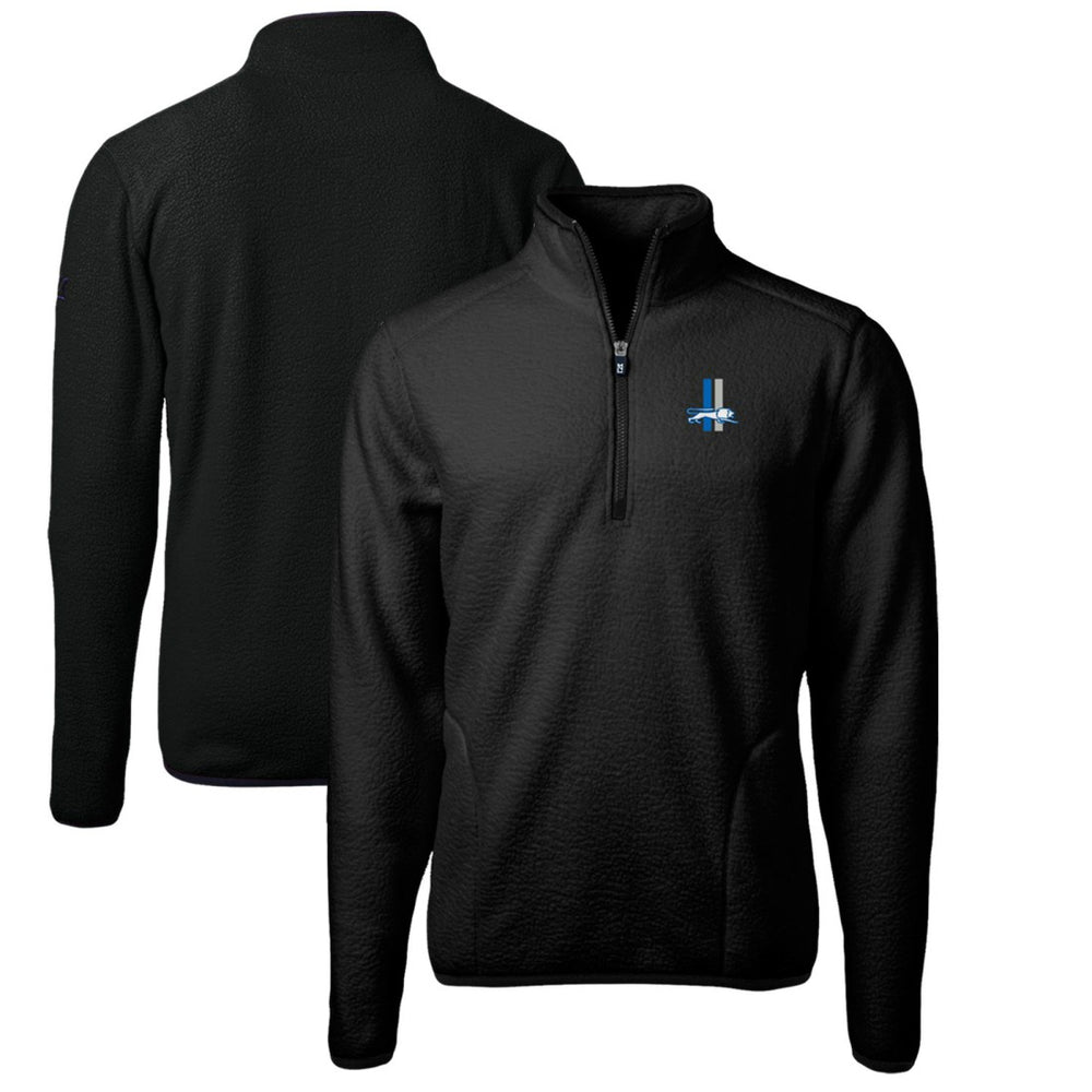 Detroit Lions Cutter & Buck Cascade Eco Sherpa Fleece Big & Tall Quarter-Zip Throwback Jacket Black