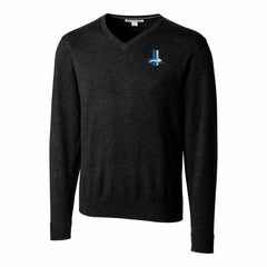 Detroit Lions Cutter & Buck Throwback Logo Lakemont Tri-Blend Big & Tall V-Neck Pullover Sweater Black
