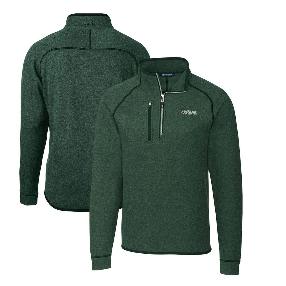 New York Jets Cutter & Buck Mainsail Sweater-Knit Big & Tall Half-Zip Pullover Jacket Heather Green